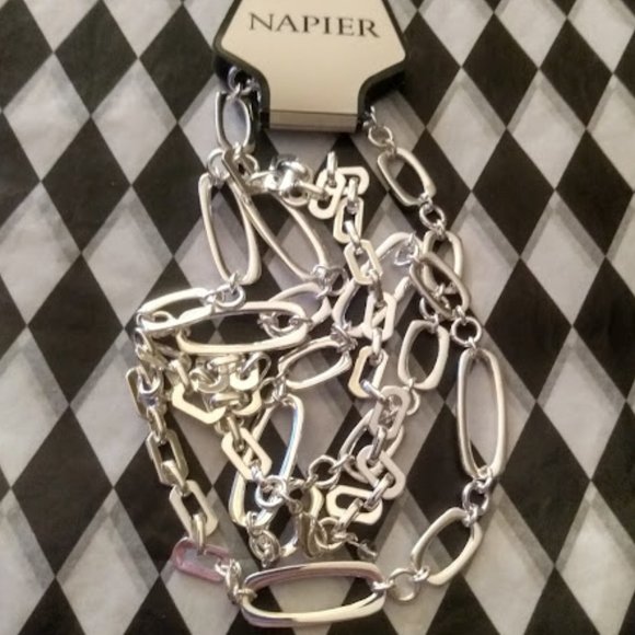 NAPIER Modern Silver Paperclip & Geometric Chain Link 42" Necklace**NEW! - Picture 6 of 7